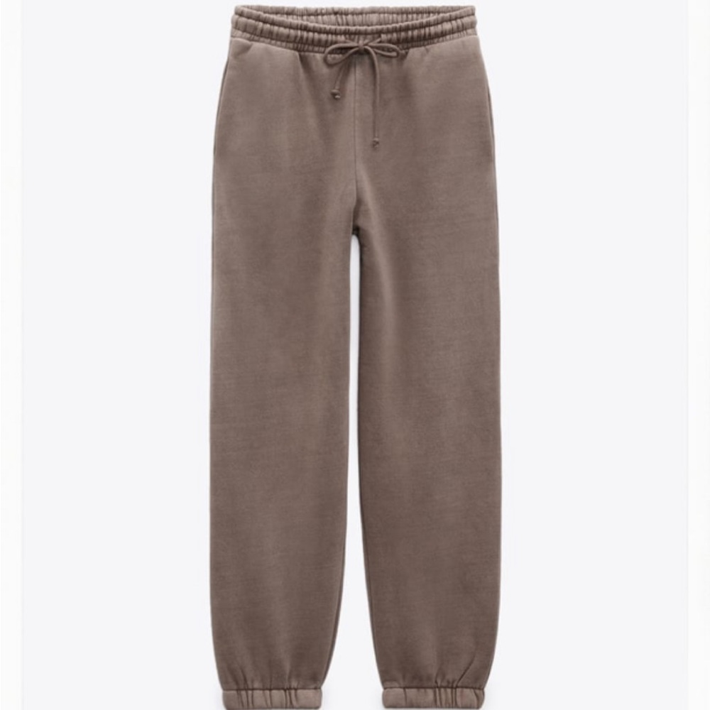 Zara Washed Jogging Pants Light Brown, Size S